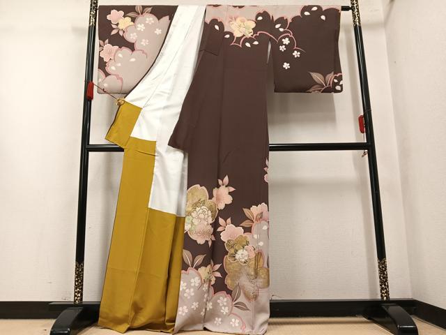 平和屋着物●ファッションブランド hiromichi nakano ヒロミチナカノ 中国三大刺繍 相良刺繍 訪問着 舞桜文 金彩 正絹 逸品 AABM6220ph