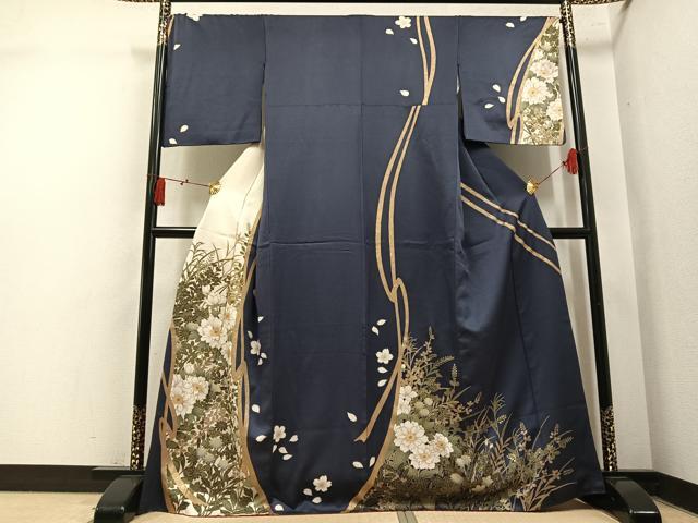 平和屋着物●訪問着 刺繍 草花文 金彩 正絹 逸品 AABM6235ph