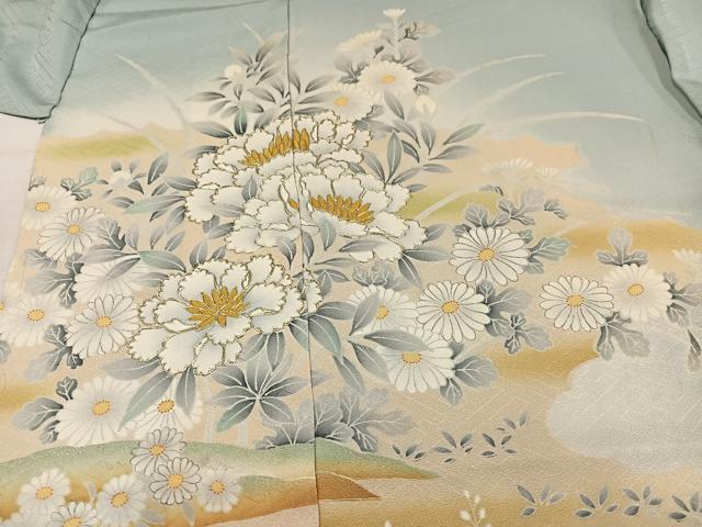 平和屋着物●色留訪問着 草花文 暈し染め 金彩 仮絵羽 正絹 逸品 未使用 AABM6236ph