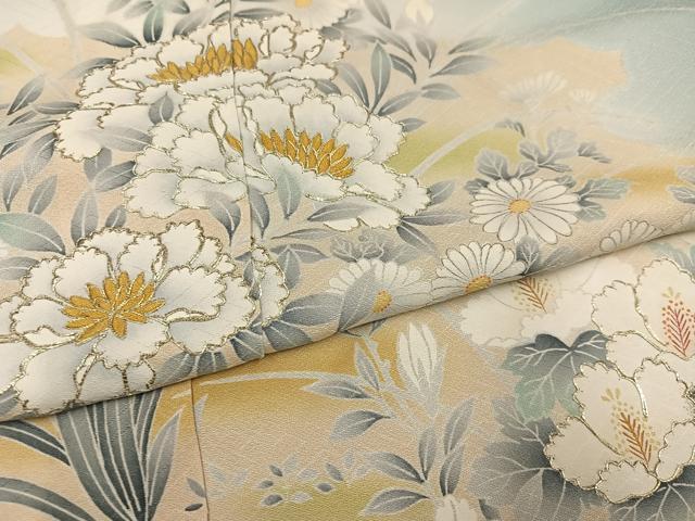 平和屋着物●色留訪問着 草花文 暈し染め 金彩 仮絵羽 正絹 逸品 未使用 AABM6236ph