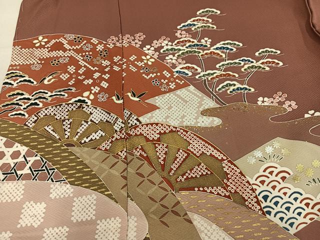 平和屋着物●色留訪問着 作家物 堅牢染 片輪車飛鳥草花文 金彩 上代31万 金彩 仮絵羽 正絹 逸品 未使用 AABM6240ph