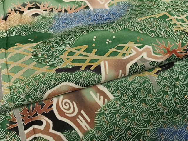 平和屋着物●人間国宝・羽田登喜男 黒留袖 松 金彩 正絹 逸品 AABM6246ph