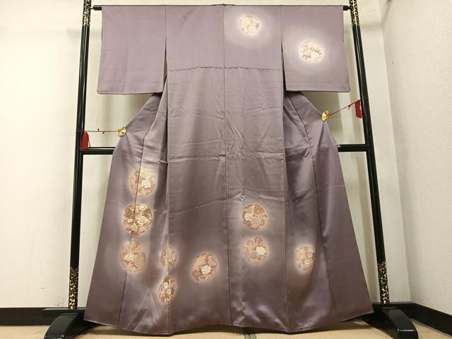 平和屋着物●訪問着 刺繍 草花丸文 暈し染め 正絹 逸品 AABM6248ph