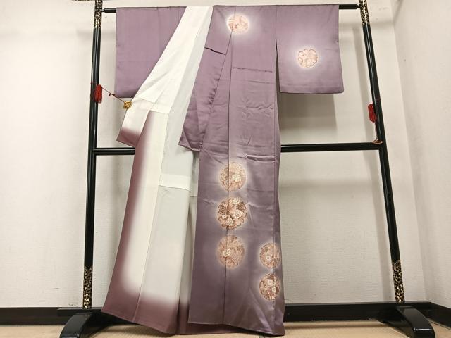 平和屋着物●訪問着 刺繍 草花丸文 暈し染め 正絹 逸品 AABM6248ph