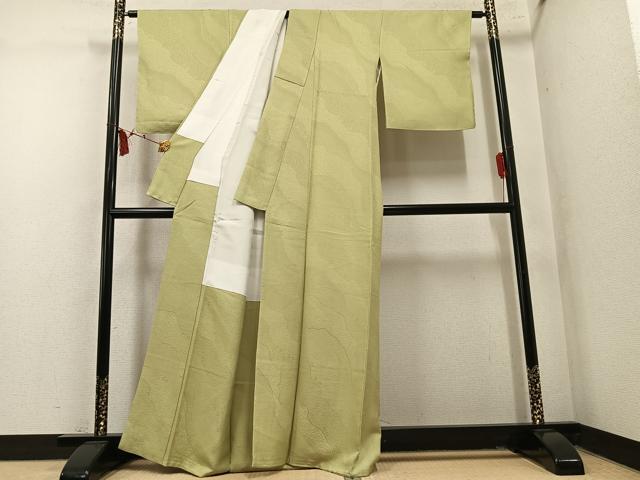 平和屋着物●上質な色無地 道長花地紋 木蘭色 正絹 逸品 未使用 AABM6254ph