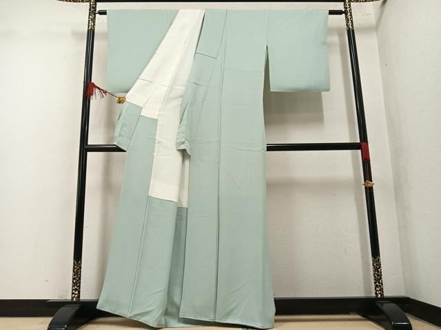 平和屋着物●上質な色無地 錆青磁色 正絹 逸品 AABM6262ph