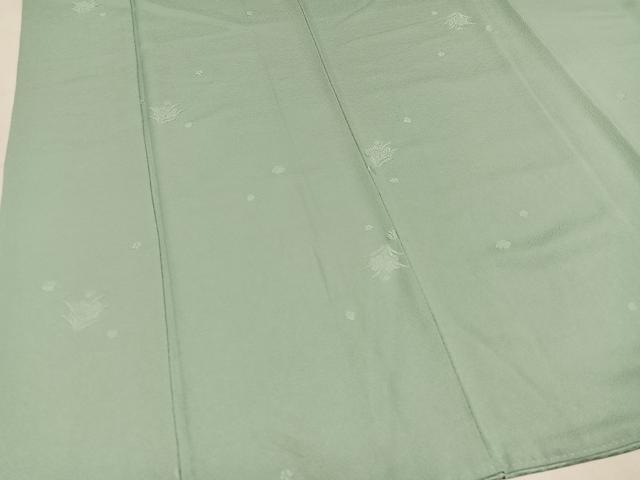 平和屋着物●上質な色無地 草花地紋 錆青磁色 正絹 逸品 AABM6263ph