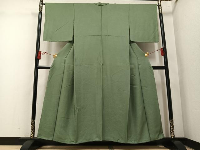 平和屋着物●上質な色無地 草花地紋 柳茶色 正絹 逸品 AABM6264ph