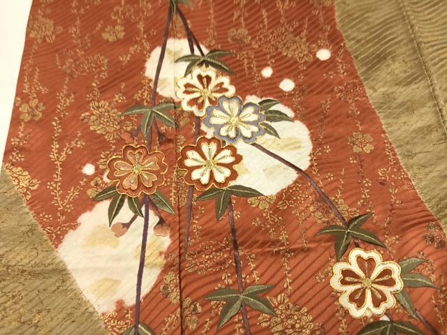 平和屋着物●豪華振袖 絞り 駒刺繍 草花文 金彩 正絹 逸品 AABM6267ph
