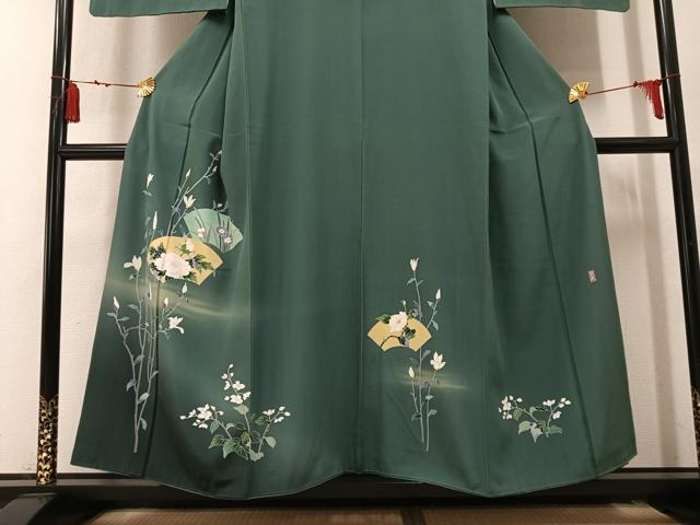平和屋着物●訪問着 友禅 作家物 地紙枝花文 暈し染め 正絹 逸品 AABM6268ph