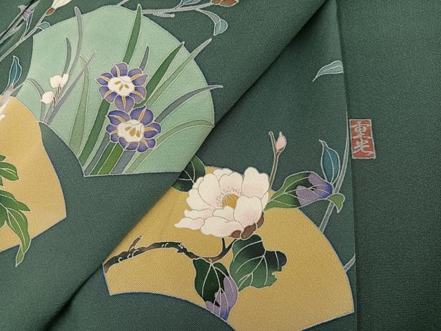 平和屋着物●訪問着 友禅 作家物 地紙枝花文 暈し染め 正絹 逸品 AABM6268ph
