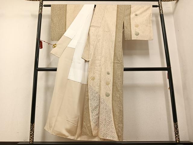 平和屋着物●訪問着 ぜんまい紬 花唐草文 正絹 逸品 未使用 AABM6271ph