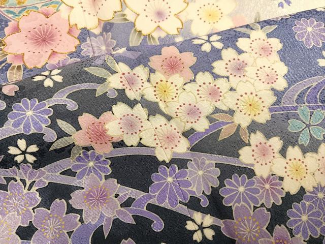 平和屋着物●豪華振袖 駒刺繍 舞花文 暈し染め ロング丈 正絹 逸品 AABM6288ph