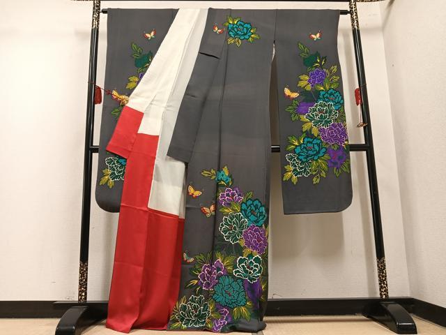平和屋着物●豪華振袖 花蝶文 金彩 正絹 逸品 AABM6289ph