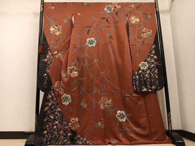 平和屋着物●豪華振袖 駒刺繍 花鳥文 金彩 正絹 逸品 AABM6290ph