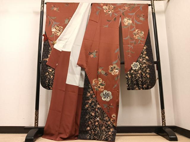 平和屋着物●豪華振袖 駒刺繍 花鳥文 金彩 正絹 逸品 AABM6290ph