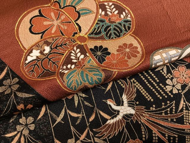 平和屋着物●豪華振袖 駒刺繍 花鳥文 金彩 正絹 逸品 AABM6290ph