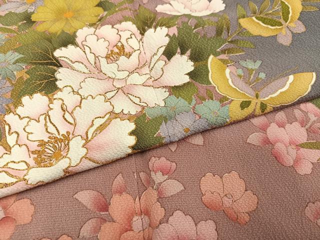 平和屋着物●豪華振袖 刺繍 花蝶文 暈し染め 金彩 ロング丈 正絹 逸品 AABM6294ph