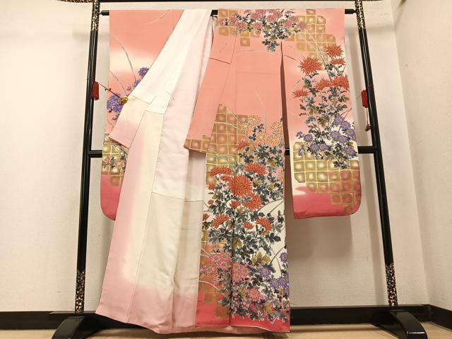 平和屋着物●豪華振袖 枝花文 暈し染め 金彩 正絹 逸品 AABM6307ph