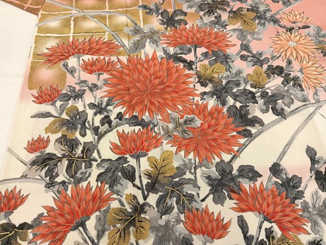 平和屋着物●豪華振袖 枝花文 暈し染め 金彩 正絹 逸品 AABM6307ph
