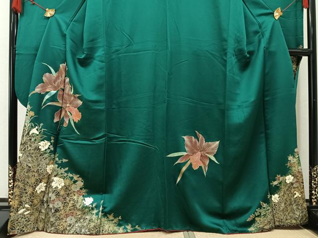 平和屋着物●豪華振袖 草花文 金彩 正絹 逸品 AABM6309ph