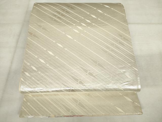 平和屋着物◎両面六通柄袋帯 飛鶴文 銀糸 正絹 逸品 AABM6487od