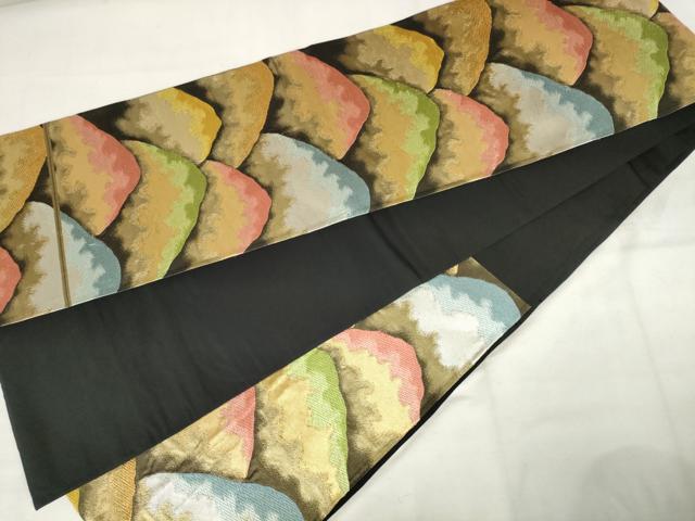 平和屋着物◎六通柄袋帯 唐織 重ね山文 金糸 正絹 逸品 AABM6489od