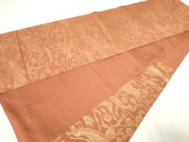 平和屋着物◎六通柄 本袋帯 狩猟文 金糸 正絹 逸品 AABM6562od