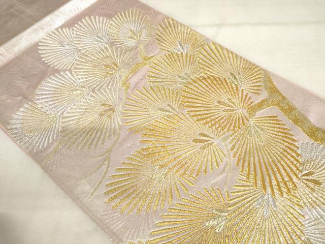 平和屋着物◎六通柄袋帯 唐織 松文 金銀糸 正絹 逸品 AABM6582od