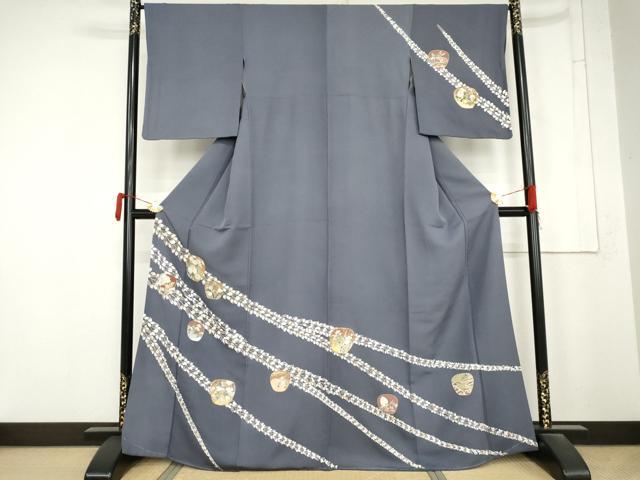 平和屋着物●訪問着 駒刺繍 枝花文 金彩 正絹 逸品 未使用 AABM6583cs