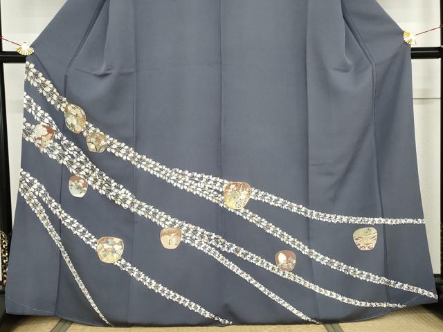 平和屋着物●訪問着 駒刺繍 枝花文 金彩 正絹 逸品 未使用 AABM6583cs