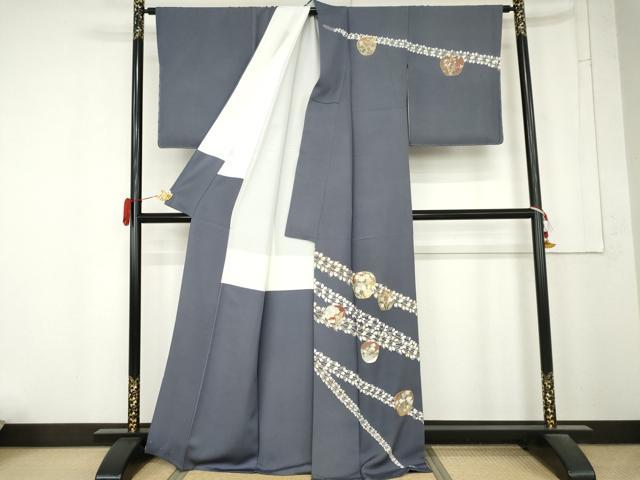 平和屋着物●訪問着 駒刺繍 枝花文 金彩 正絹 逸品 未使用 AABM6583cs