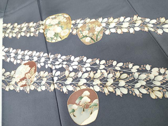 平和屋着物●訪問着 駒刺繍 枝花文 金彩 正絹 逸品 未使用 AABM6583cs