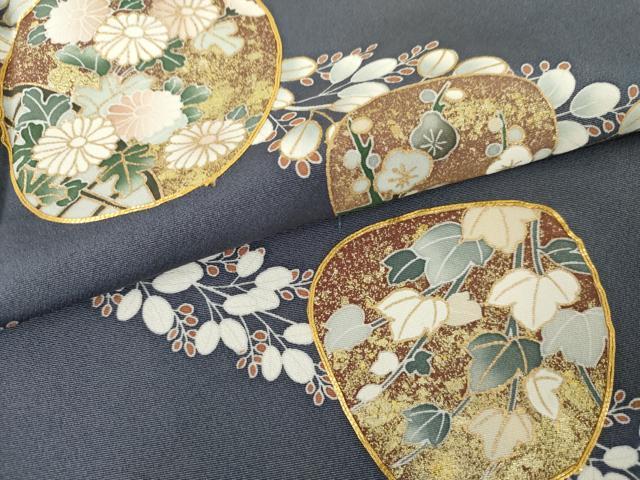 平和屋着物●訪問着 駒刺繍 枝花文 金彩 正絹 逸品 未使用 AABM6583cs