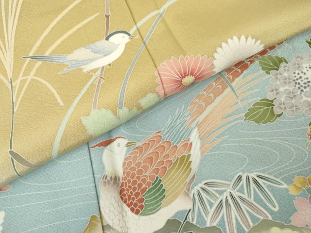 平和屋着物●訪問着 作家物 花鳥文 暈し染め 正絹 逸品 AABM6594cs