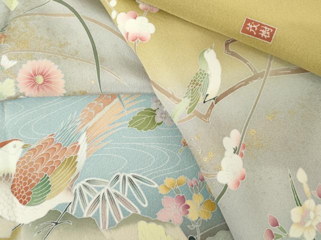 平和屋着物●訪問着 作家物 花鳥文 暈し染め 正絹 逸品 AABM6594cs