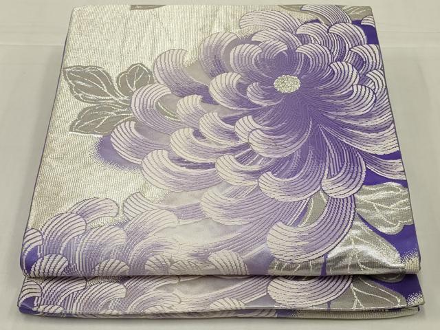 平和屋着物◎六通柄袋帯 唐織 乱菊 銀糸 正絹 逸品 AABM6604ou