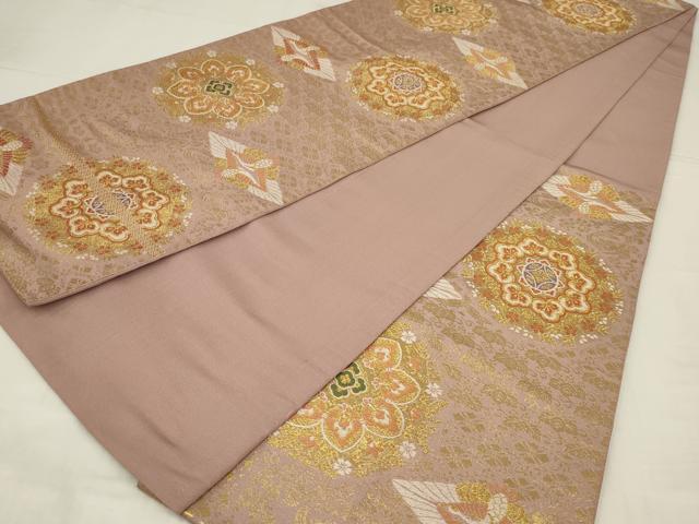 平和屋着物◎六通柄袋帯 唐織 双鳥花文 金糸 正絹 逸品 AABM6612ou