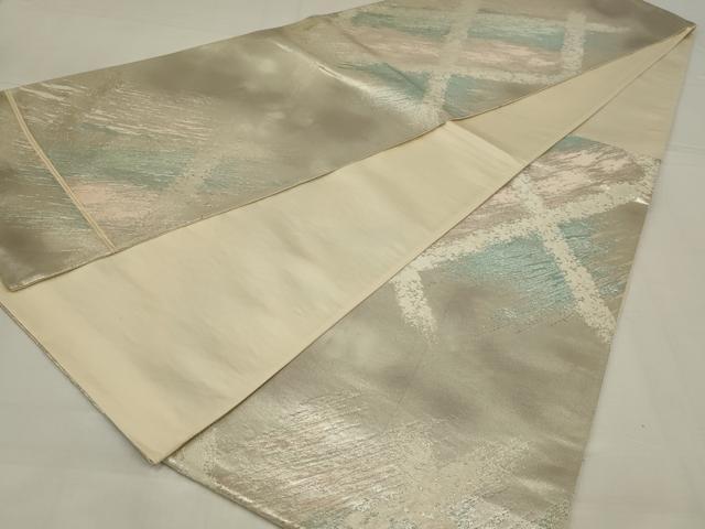 平和屋着物◎六通柄袋帯 霞文 銀糸 正絹 逸品 AABM6619ou