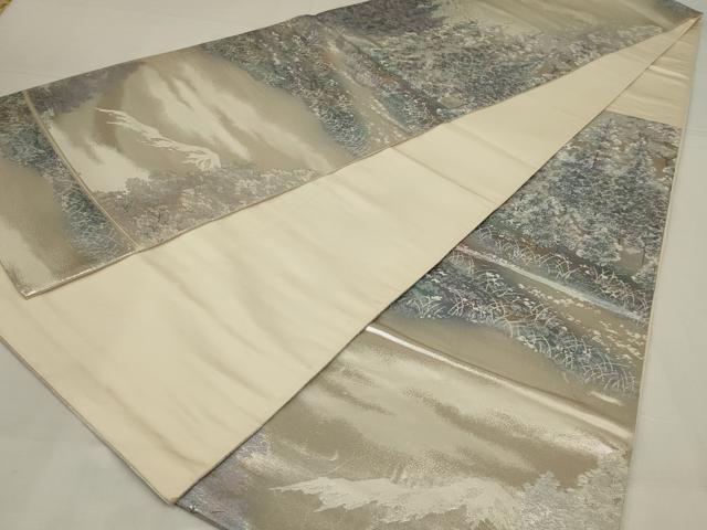 平和屋着物◎六通柄袋帯 樹林文 銀糸 正絹 逸品 AABM6623ou