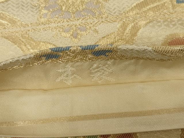 平和屋着物◎六通柄本袋帯 蜀江花文 金糸 正絹 逸品 AABM6628ou