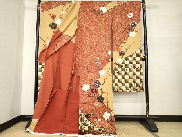 平和屋着物●豪華振袖 駒刺繍 枝梅 金彩 仮絵羽 逸品 未使用 AABM6642ck