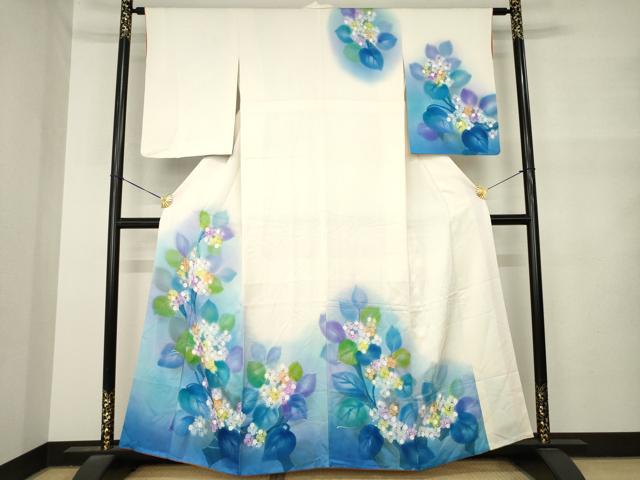 平和屋着物●訪問着 紫陽花 アジサイ 暈し染め 正絹 逸品 AABM6646ck