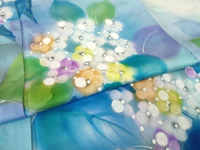 平和屋着物●訪問着 紫陽花 アジサイ 暈し染め 正絹 逸品 AABM6646ck