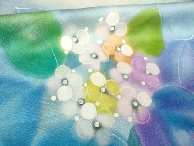平和屋着物●訪問着 紫陽花 アジサイ 暈し染め 正絹 逸品 AABM6646ck