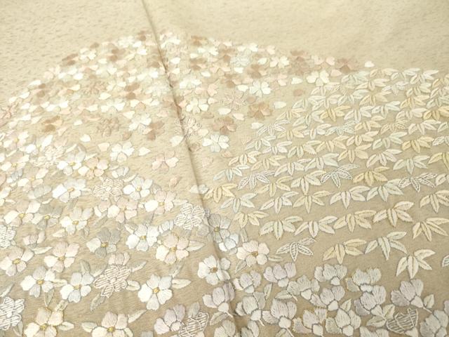 平和屋着物●訪問着 総刺繍 蘇州刺繍 草花文 暈し染め 金糸 正絹 逸品 AABM6664ck