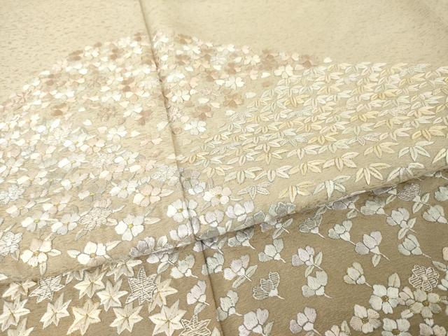 平和屋着物●訪問着 総刺繍 蘇州刺繍 草花文 暈し染め 金糸 正絹 逸品 AABM6664ck