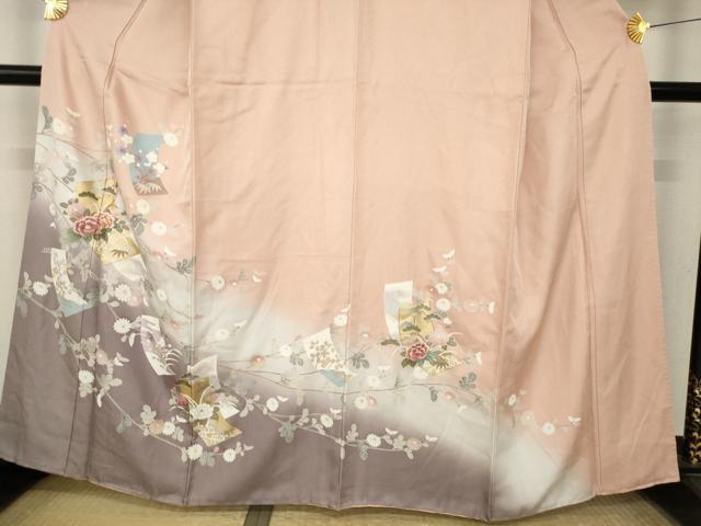平和屋着物●訪問着 駒刺繍 短冊花文 暈し染め 金彩 正絹 逸品 AABM6674ck