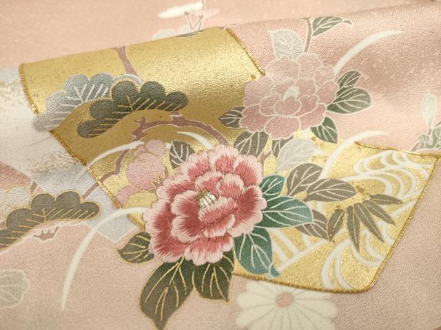 平和屋着物●訪問着 駒刺繍 短冊花文 暈し染め 金彩 正絹 逸品 AABM6674ck