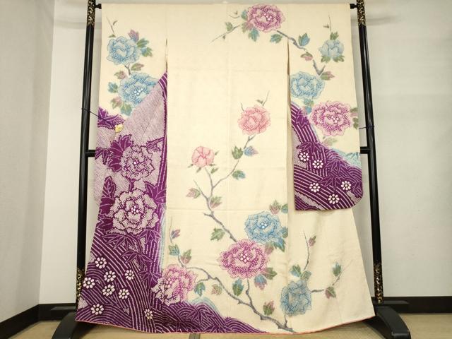 平和屋着物●豪華振袖 総絞り 流水枝花文 正絹 逸品 AABM6675ck